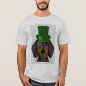 Dachshund met Green Top Hat Black Tan 2 (Voorkant)