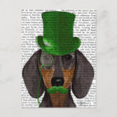 Dachshund met Green Top Hat Black Tan 2 Briefkaart (Voorkant)