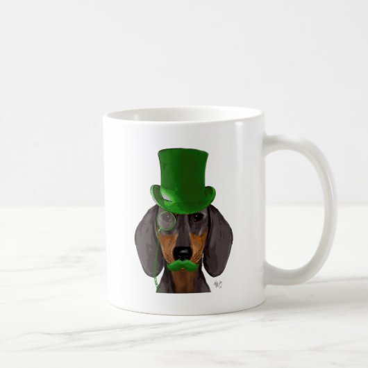 Dachshund met Green Top Hat Black Tan 2 Koffiemok (Rechts)