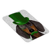 Dachshund met Green Top Hat Black Tan 2 Magneet (Rechterzijde)
