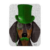 Dachshund met Green Top Hat Black Tan 2 Magneet (Verticaal)