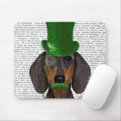 Dachshund met Green Top Hat Black Tan 2 Muismat (Met muis)