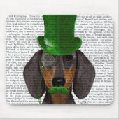 Dachshund met Green Top Hat Black Tan 2 Muismat (Voorkant)