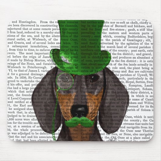 Dachshund met Green Top Hat Black Tan 2 Muismat (Voorkant)