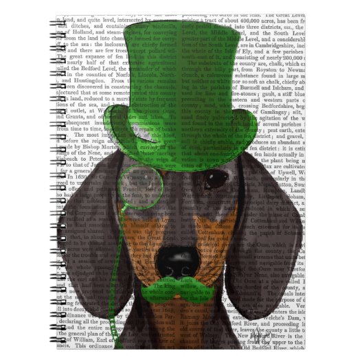 Dachshund met Green Top Hat Black Tan 2 Notitieboek (Voorkant)