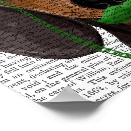 Dachshund met Green Top Hat Black Tan Poster (Hoek)