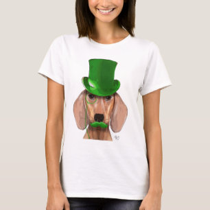 Dachshund met Green Top Hat en Mustache