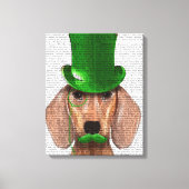 Dachshund met Green Top Hat en Mustache Canvas Afdruk (Voorkant)