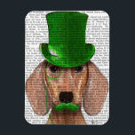 Dachshund met Green Top Hat en Mustache Magneet<br><div class="desc">Gezelschapsdieren</div>