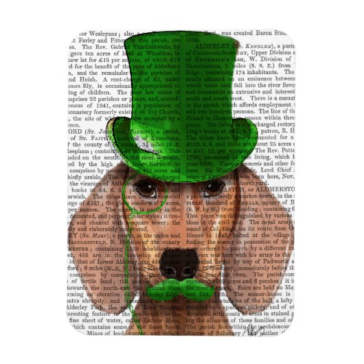 Dachshund met Green Top Hat en Mustache Magneet (Verticaal)