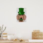 Dachshund met Green Top Hat en Mustache Poster (Keuken)