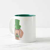 Dachshund met Green Top Hat en Mustache Tweekleurige Koffiemok (Voorkant links)