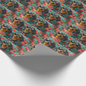 Dachshund met hartrozen Valentijnsdag Cadeaupapier (Hoek)