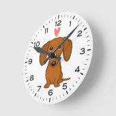 Dachshund met Heart Cute Wiener Dog Ronde Klok (Hoek)
