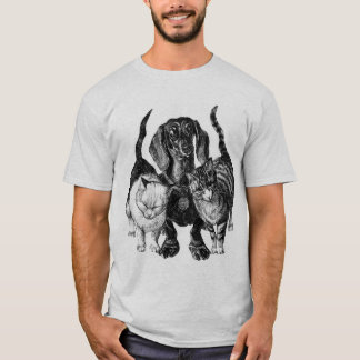 Dachshund met katten GIF T-shirt