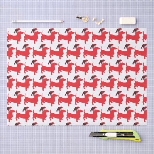 Dachshund met kerstcadeauPet Tissuepapier (Craft)