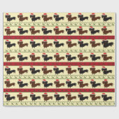 Dachshund met kerstcadeaus cadeaupapier (Vlak)