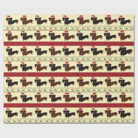 Dachshund met kerstcadeaus cadeaupapier (Vlak)
