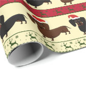 Dachshund met kerstcadeaus cadeaupapier (Rol Hoek)
