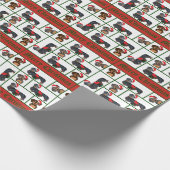 Dachshund met kerstcadeaus cadeaupapier (Hoek)