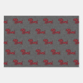 Dachshund met kerstcadeautjes, papier voor het omp inpakpapier vel (Voorkant 3)