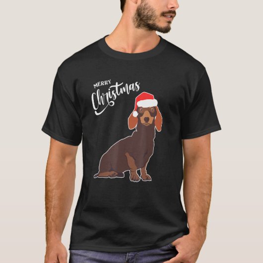 Dachshund met kerstfeestdagen t-shirt (Voorkant)
