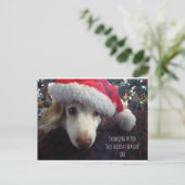 Dachshund met kersthoed en kerstboom briefkaart (Staand voorkant)