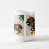 Dachshund met kerstlampjes Blk/tan Koffiemok (Center)