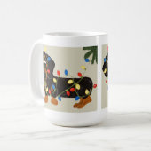 Dachshund met kerstlampjes Blk/tan Koffiemok (Voorkant links)