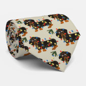Dachshund met kerstlampjes Blk/tan Stropdas (Opgerold)
