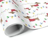 Dachshund met kerstlampjes, omslagpapier cadeaupapier (Rol Hoek)