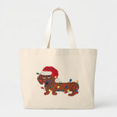 Dachshund met kerstlampjes (rood) grote tote bag (Voorkant)