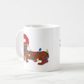 Dachshund met kerstlampjes (rood) koffiemok (Voorkant links)