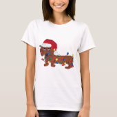 Dachshund met kerstlampjes (rood) t-shirt (Voorkant)