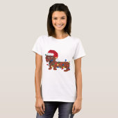 Dachshund met kerstlampjes (rood) t-shirt (Voorkant volledig)