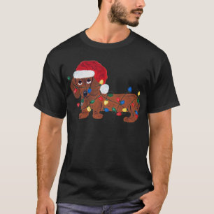 Dachshund met kerstlampjes (rood) t-shirt
