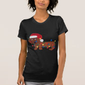 Dachshund met kerstlampjes (rood) t-shirt (Voorkant)