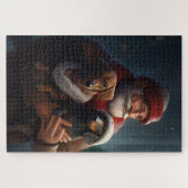 Dachshund met Kerstman Festieve Kerstmis Legpuzzel (Horizontaal)