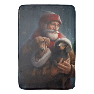 Dachshund met kerstman Festive Kerstmis Badmat