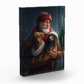 Dachshund met kerstman Festive Kerstmis Fotoblokken (Links)