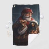 Dachshund met kerstman Festive Kerstmis Golfhanddoek (Insitu)