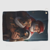 Dachshund met kerstman Festive Kerstmis Golfhanddoek (Horizontaal)