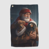 Dachshund met kerstman Festive Kerstmis Golfhanddoek (Voorkant)