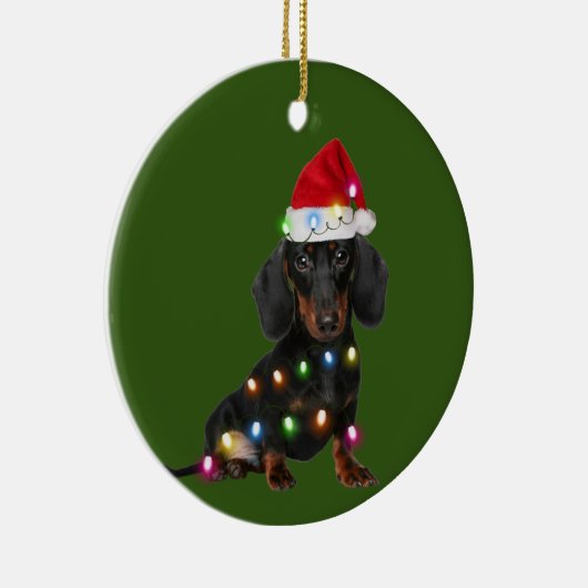 Dachshund met kerstscafts Santa Hat Keramisch Ornament (Rechts)