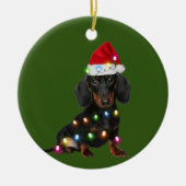 Dachshund met kerstscafts Santa Hat Keramisch Ornament (Voorkant)
