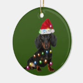 Dachshund met kerstscafts Santa Hat Keramisch Ornament (Links)