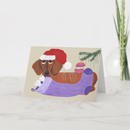 Dachshund Met Kerstsok Feestdagen Kaart
