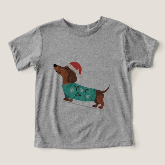 Dachshund met kersttrui en kerstmuts (Design voorkant)