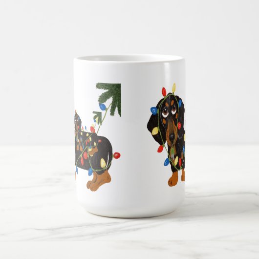 Dachshund met kerstverlichting Mok (Center)