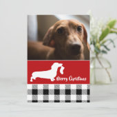 Dachshund met Kous Kerst Foto Feestdagenkaart (Staand voorkant)